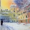 Venice in winter painting, Venice winter landscape, Winter city landscape painting, Watercolour Venice in Winter, Watercolour winter city landscape, Venice in winter, Watercolour city winter landscape.