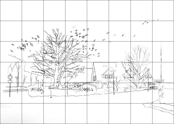 A HOUSE IN WINTER MUSIC. Watercolour landscape tutorial. Step 1