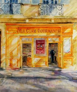 LA CURE GOURMANDE. Watercolour Street landscape tutorial. Step 14