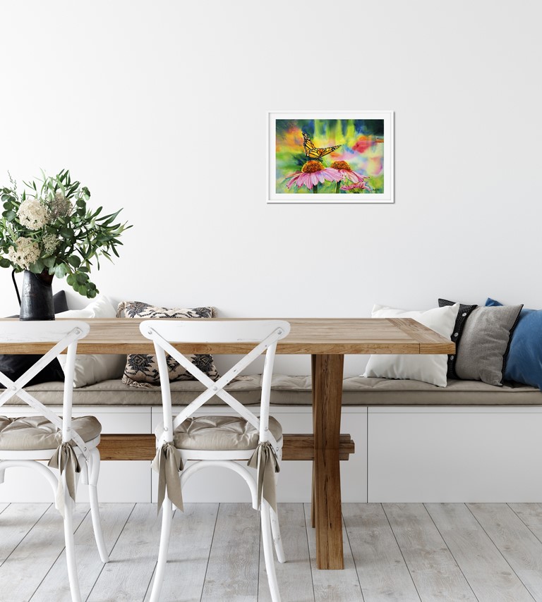 BUTTERFLY ON ECHINACEA |  Watercolour flowers painting. - Image 4