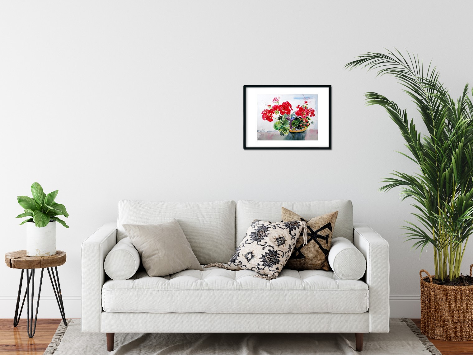 Watercolour Geranium flowers painting