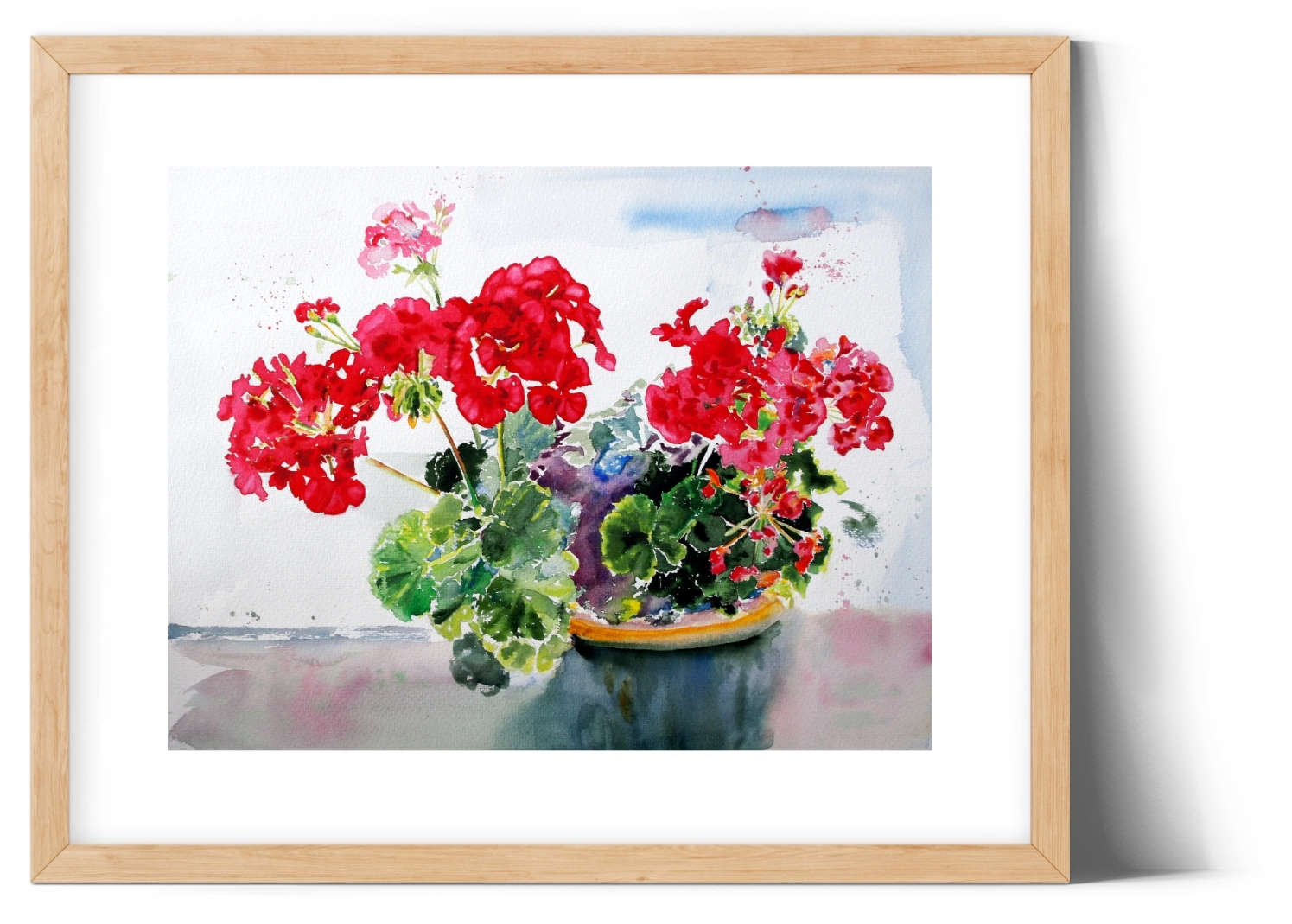 Watercolour Geranium flowers painting