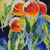 Peaches painting, fruits painting, peaches on tree painting