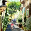 Saignon, Rue de la Boulangerie. Village and Landscape watercolour painting by Maria Balcells
