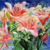 Watercolour lilies flowers painting