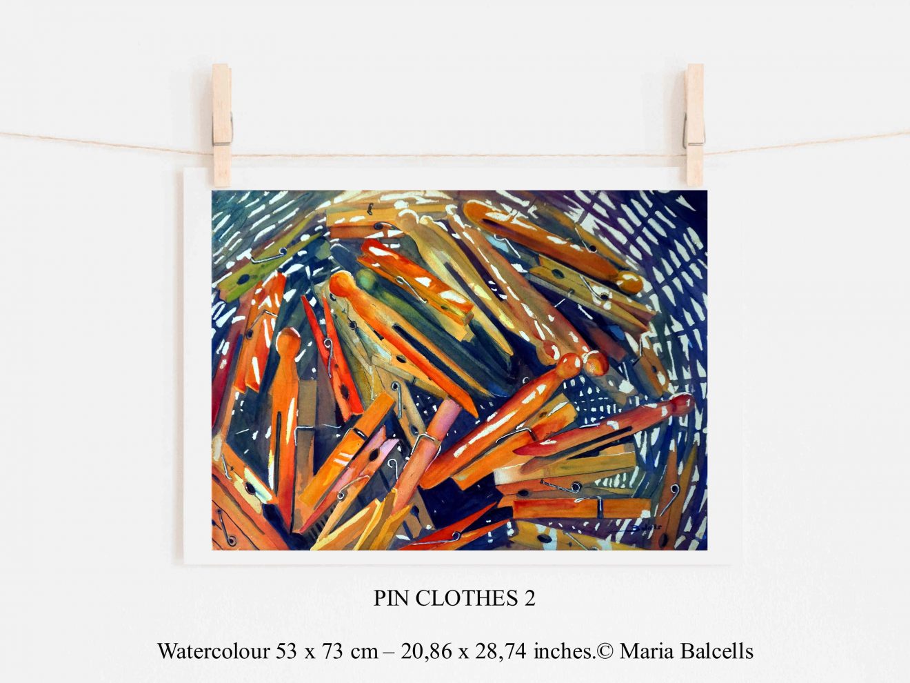 Watercolour Pin Clothes -2 artwork by Maria Balcells