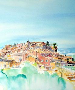 Watercolour artwork from Roussillon, a village in France