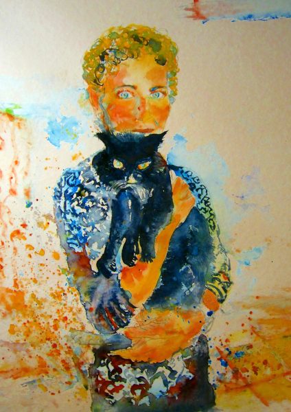 LU AND MORGANA. Watercolour figurative painting by Maria Balcells