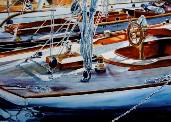 NONE ON BOARD - Watercolour maritime painting.