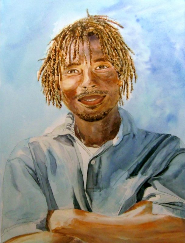 RUFUS TWIN BROTHER. Watercolour portrait by Maria Balcells.