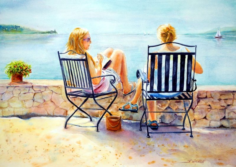SUMMER TALKS - 54 x 40 cm – 21,25 x 15,74 in. Watercolour