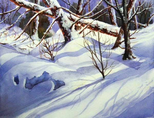 DEEP SNOW IN THE FOREST- 32 x 41 cm - 12 x 16 in Portf 1