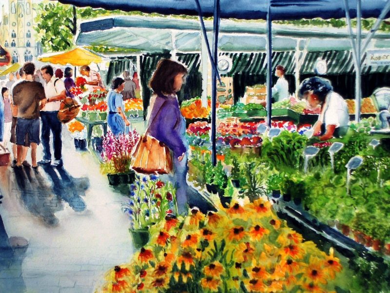 MÜNSTER MARKT - Watercolour painting