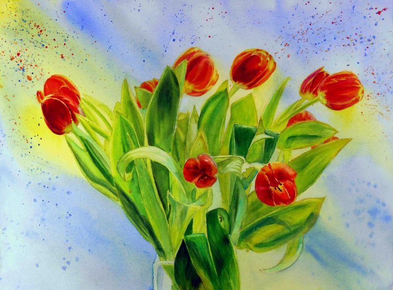 RED TULIPS. 38 x 48 cm - 14 x 18 in. Portf 1