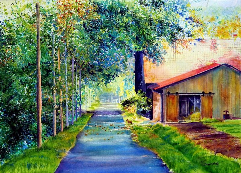 RURAL ROADS. Watercolour landscape.