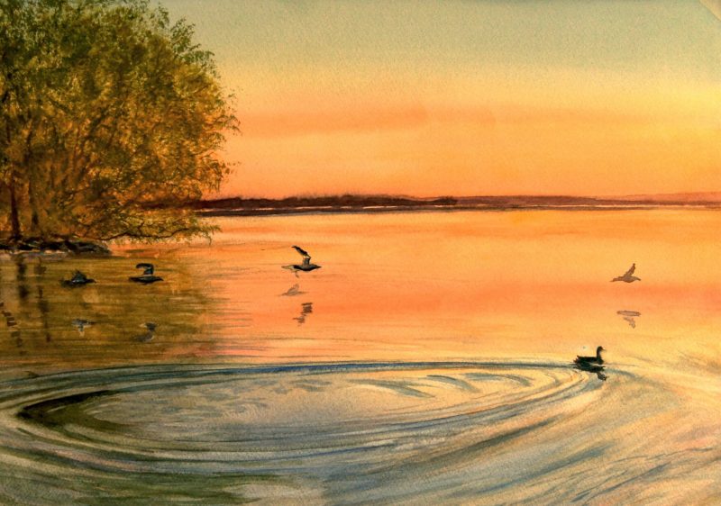 SUNSET AT THE LAKE